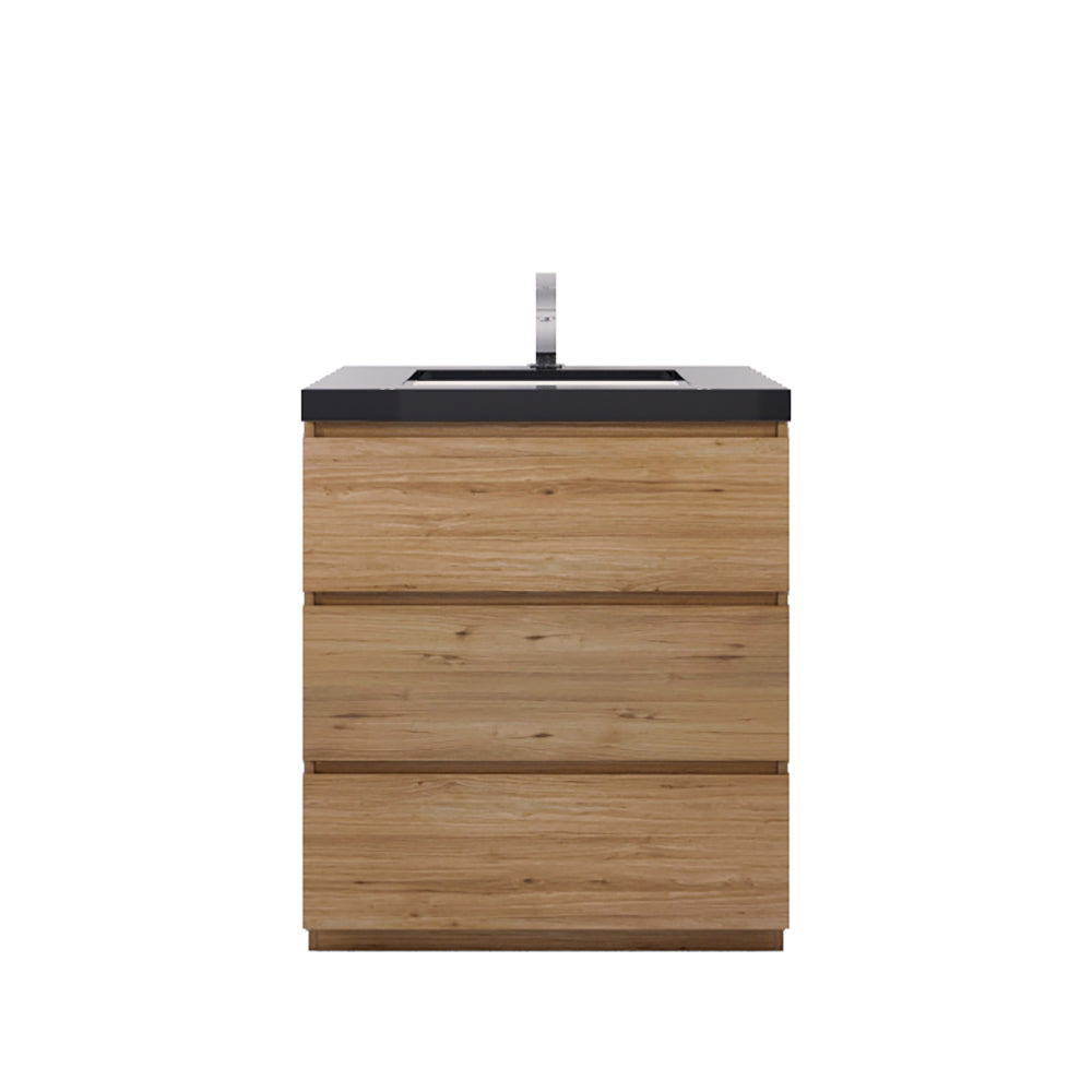 Stanley 30" Natural Oak Freestanding Vanity with Reinforced Acrylic Sink