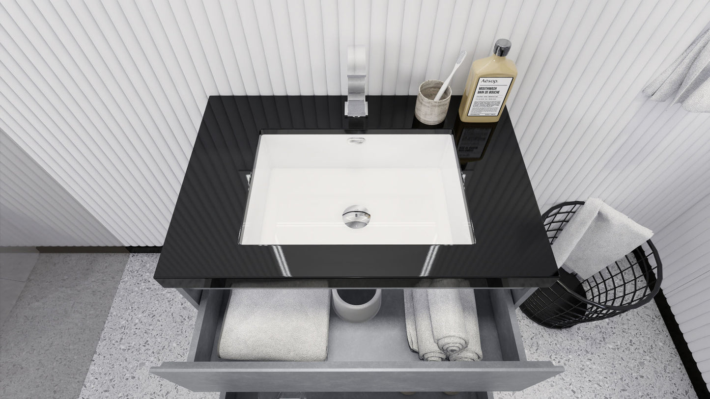 Stanley 30" Cement Gray Freestanding Vanity with Reinforced Acrylic Sink