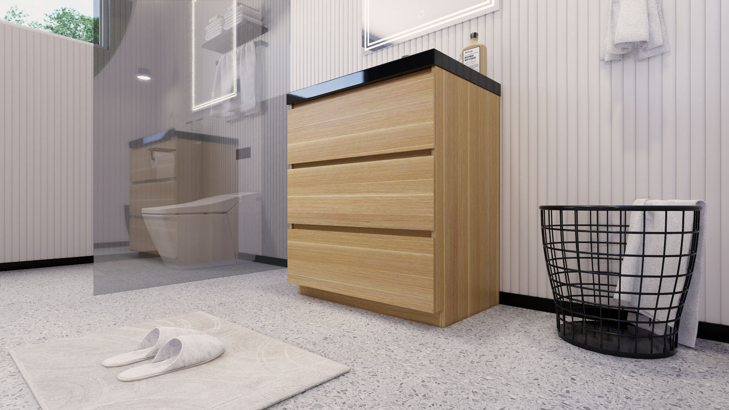 Stanley 30" White Oak Freestanding Vanity with Reinforced Acrylic Sink