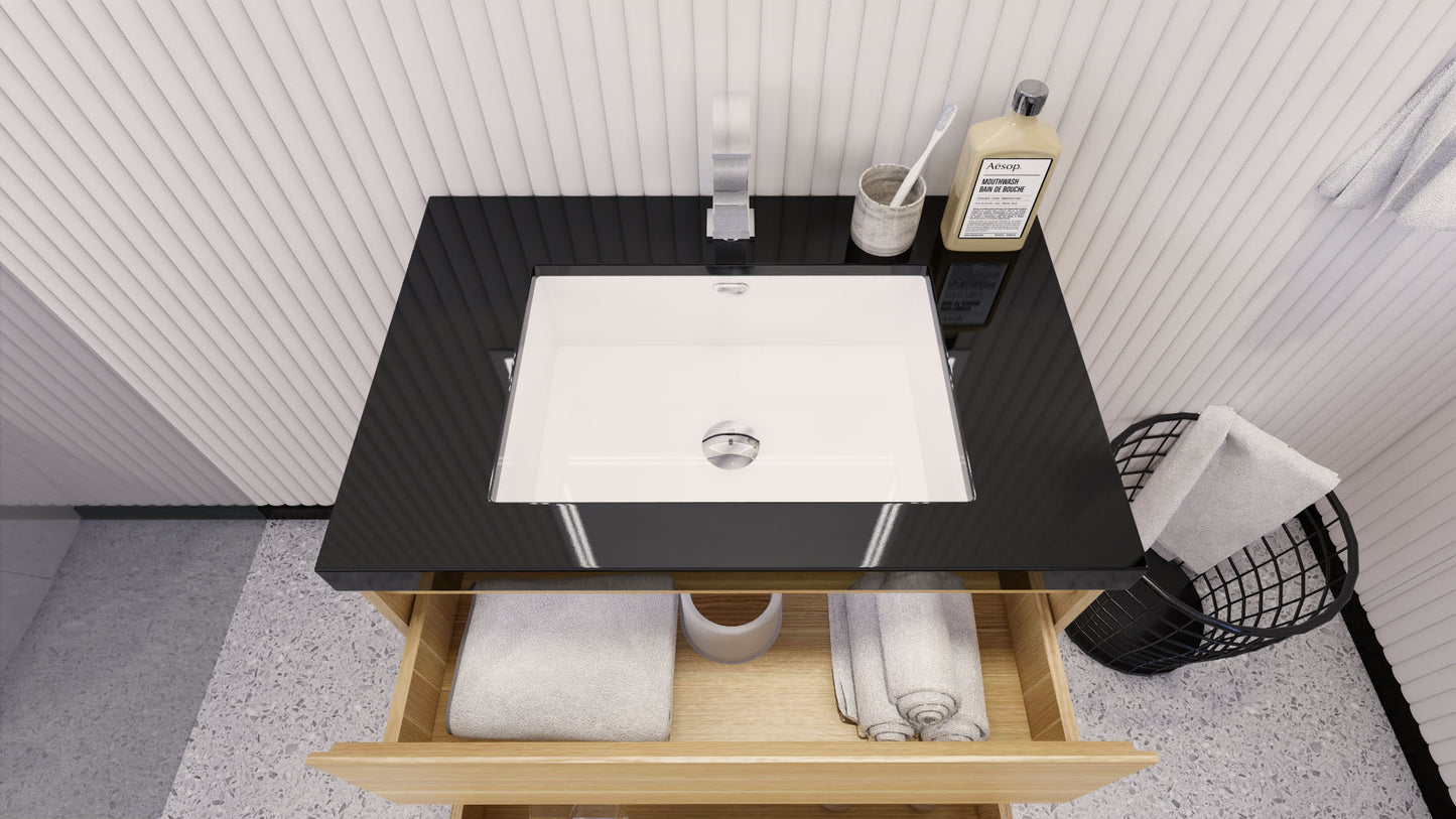 Stanley 30" White Oak Freestanding Vanity with Reinforced Acrylic Sink