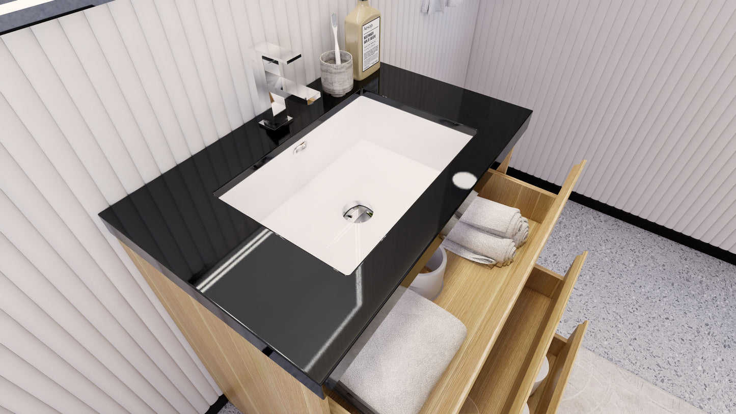 Stanley 30" White Oak Freestanding Vanity with Reinforced Acrylic Sink