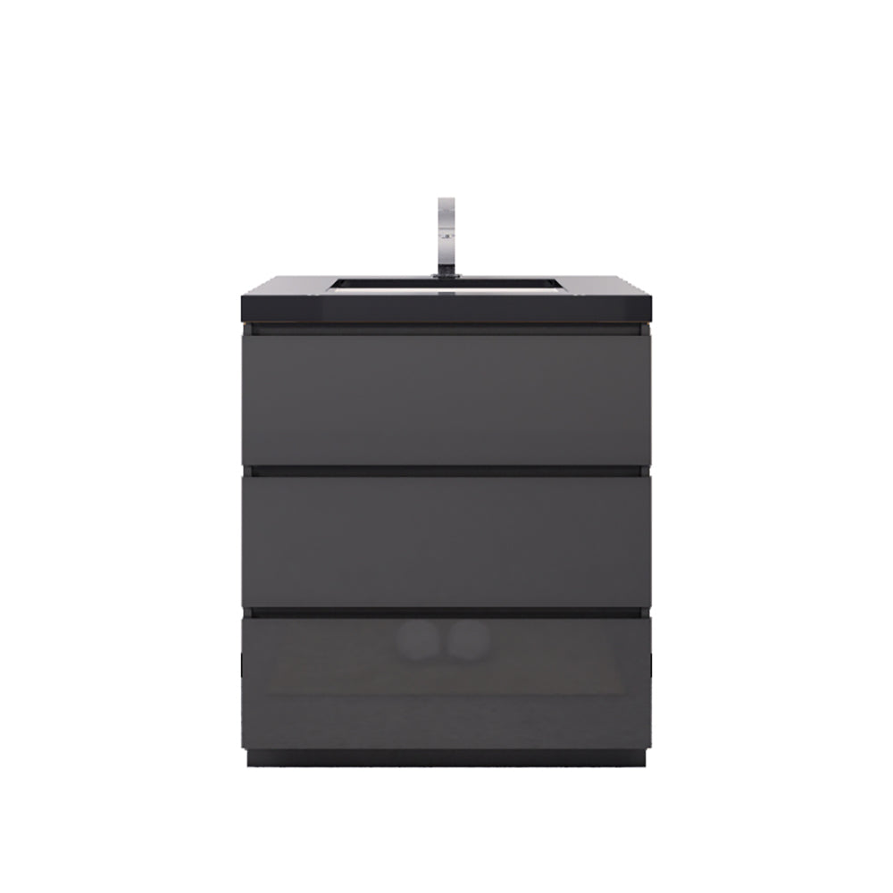 Stanley 30" High Gloss Gray Freestanding Vanity with Reinforced Acrylic Sink