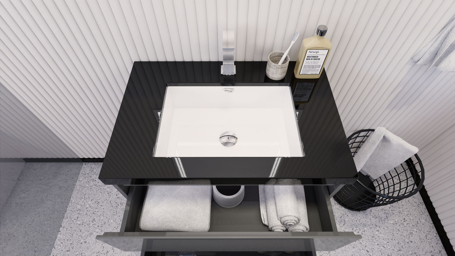 Stanley 30" High Gloss Gray Freestanding Vanity with Reinforced Acrylic Sink