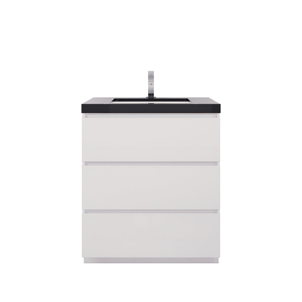 Stanley 30" High Gloss White Freestanding Vanity with Reinforced Acrylic Sink