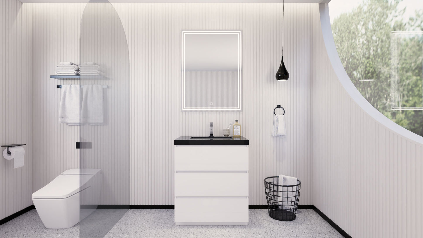 Stanley 30" High Gloss White Freestanding Vanity with Reinforced Acrylic Sink