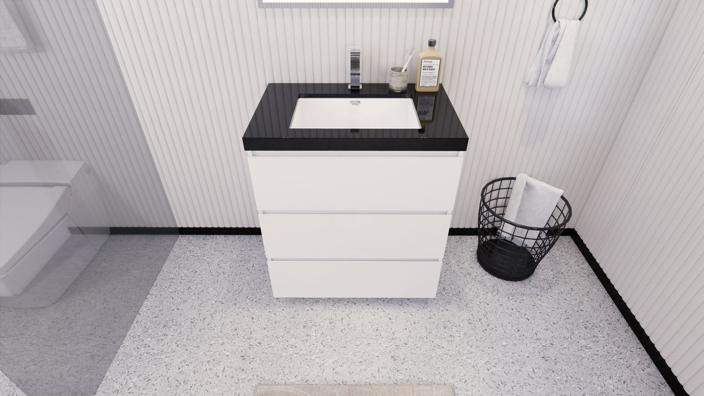 Stanley 30" High Gloss White Freestanding Vanity with Reinforced Acrylic Sink