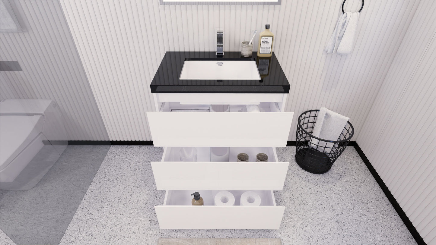 Stanley 30" High Gloss White Freestanding Vanity with Reinforced Acrylic Sink