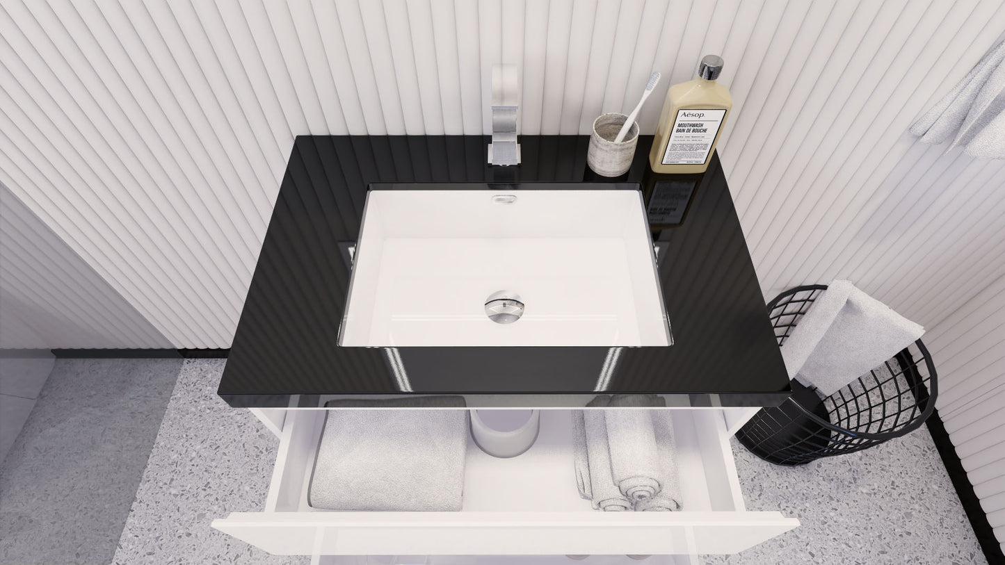 Stanley 30" High Gloss White Freestanding Vanity with Reinforced Acrylic Sink