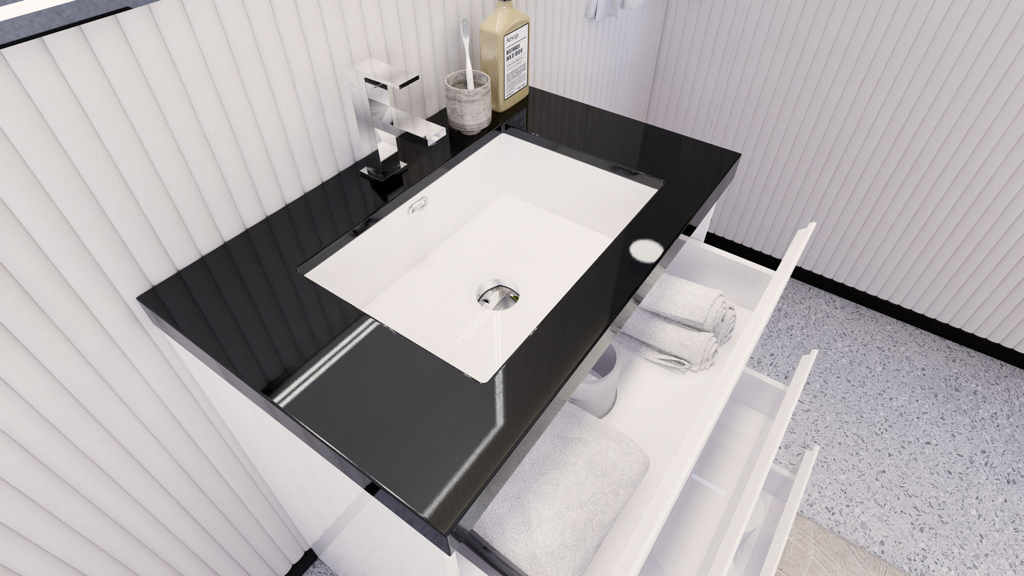 Stanley 30" High Gloss White Freestanding Vanity with Reinforced Acrylic Sink