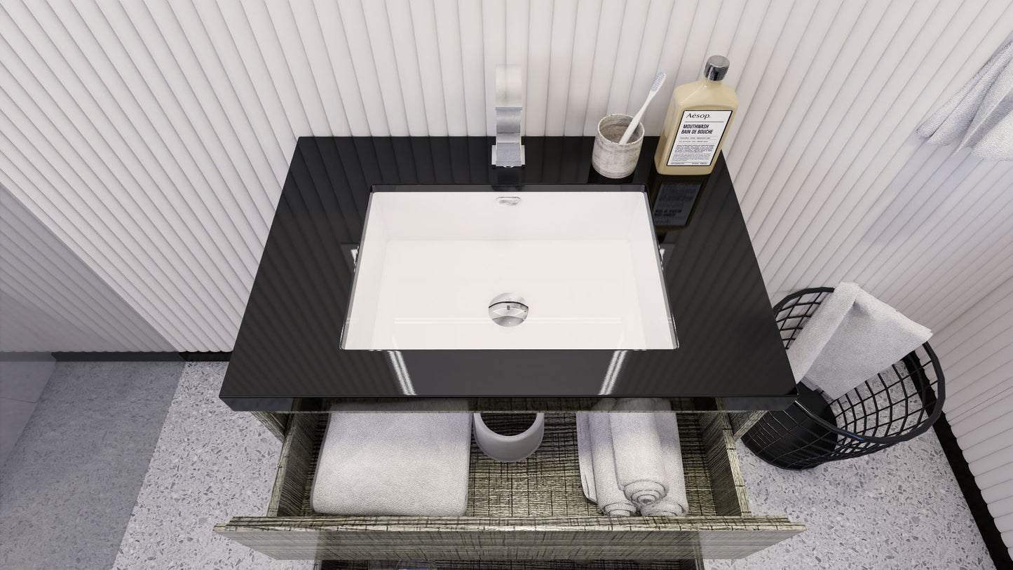 Stanley 30" High Gloss Ash Gray Freestanding Vanity with Reinforced Acrylic Sink