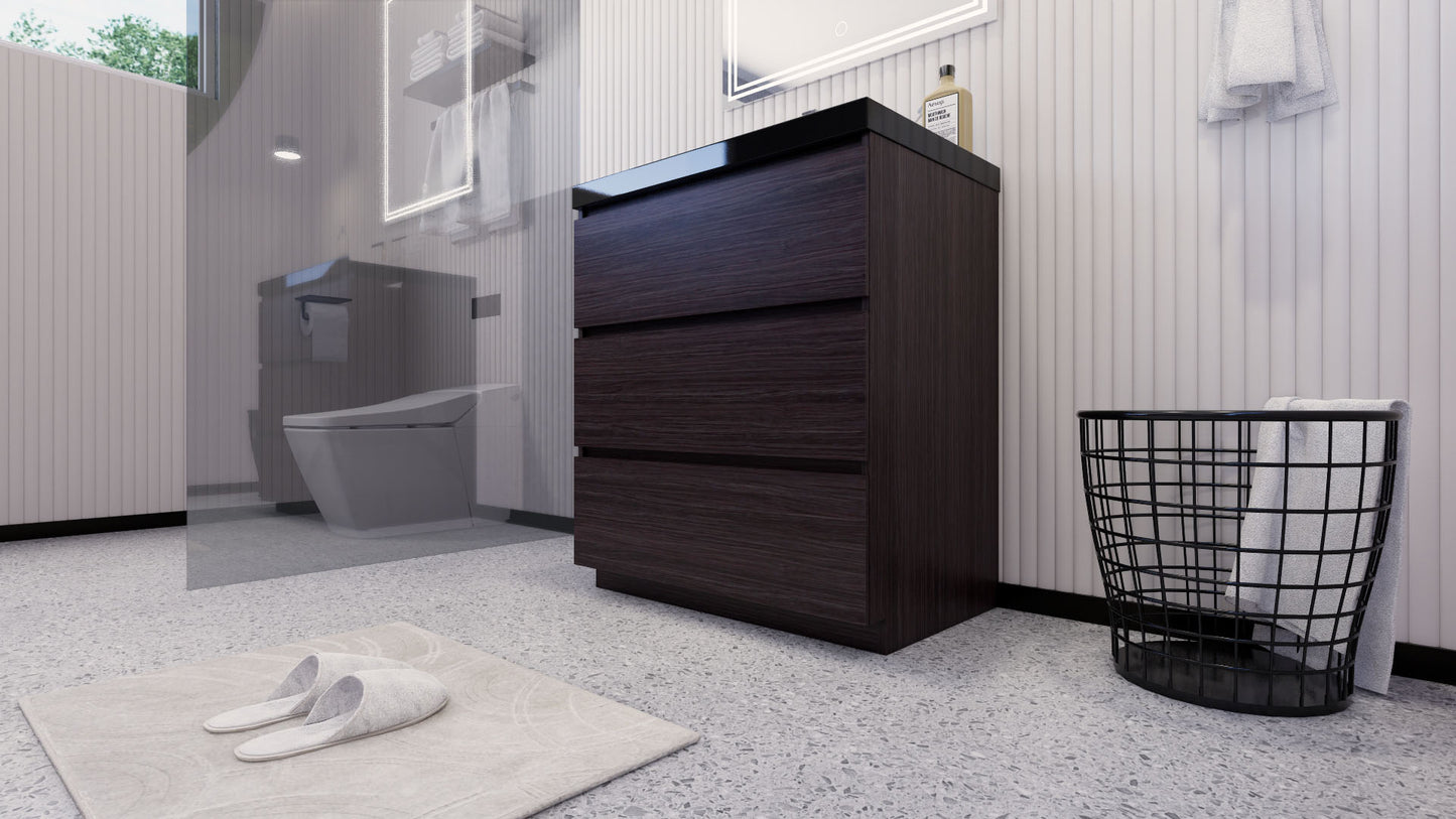 Stanley 30" Dark Gray Oak Freestanding Vanity with Reinforced Acrylic Sink