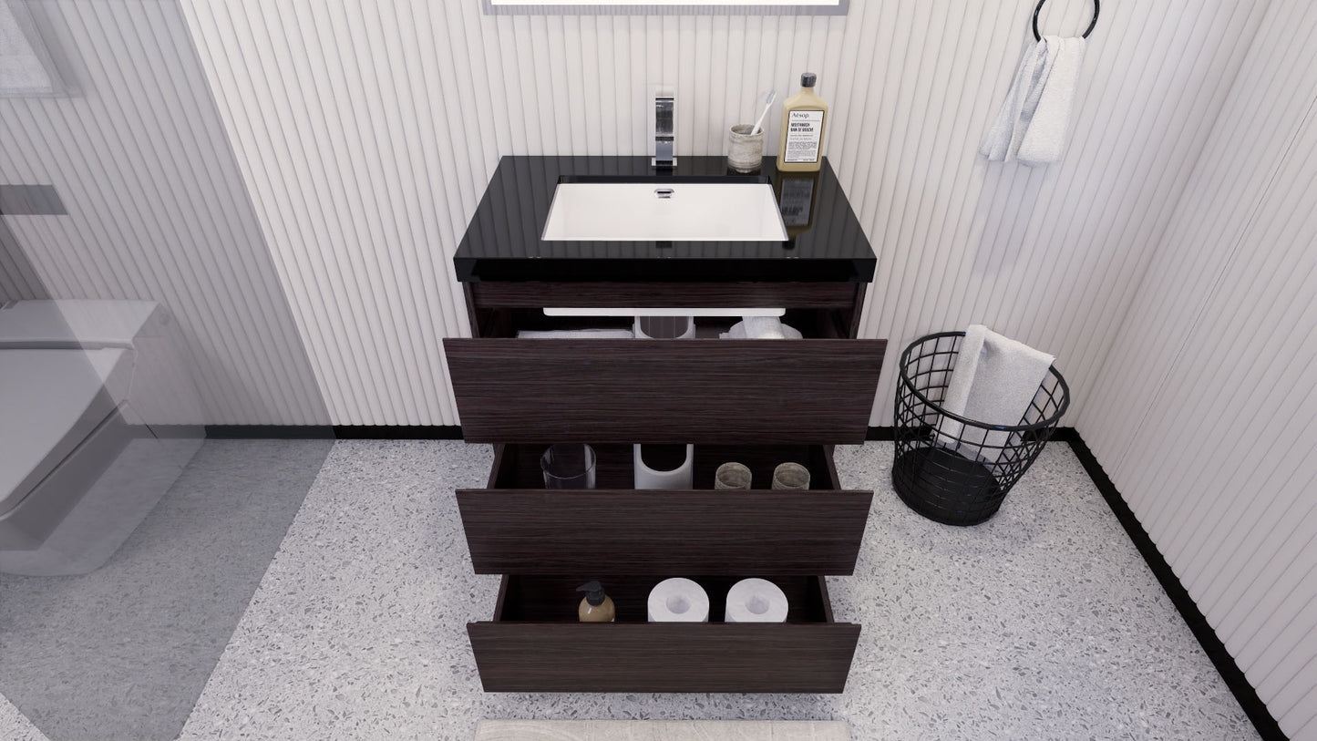 Stanley 30" Dark Gray Oak Freestanding Vanity with Reinforced Acrylic Sink