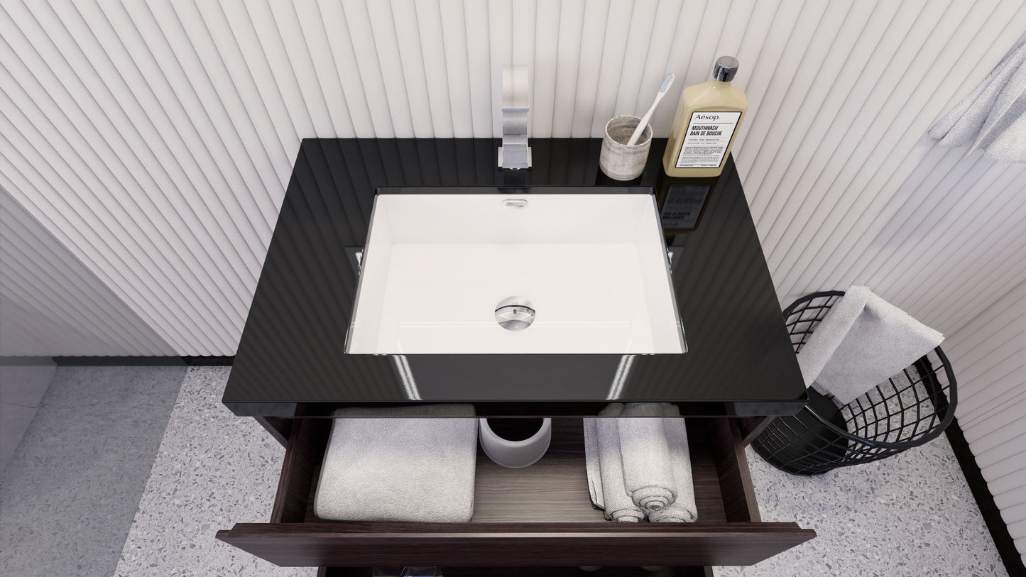 Stanley 30" Dark Gray Oak Freestanding Vanity with Reinforced Acrylic Sink