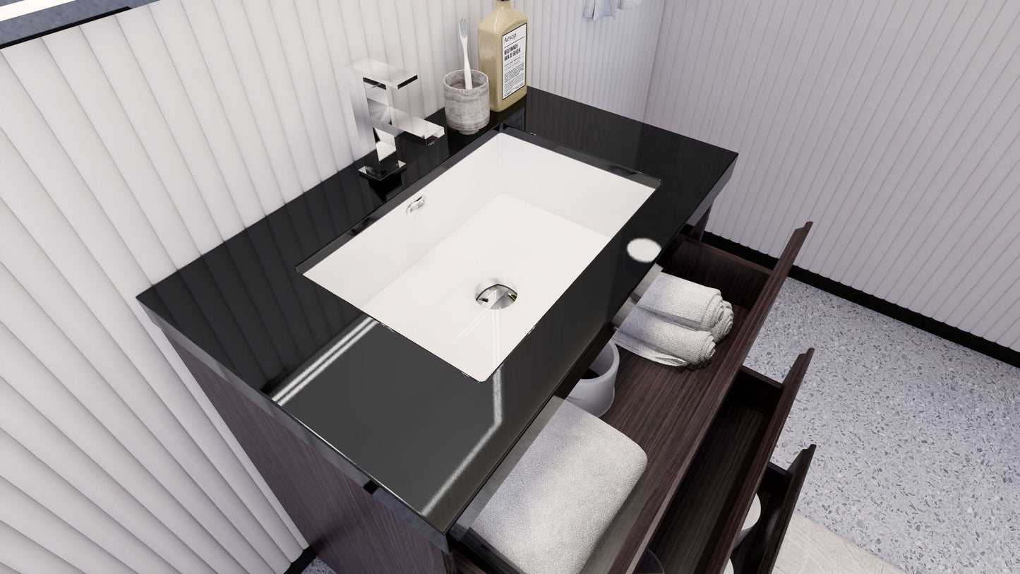 Stanley 30" Dark Gray Oak Freestanding Vanity with Reinforced Acrylic Sink