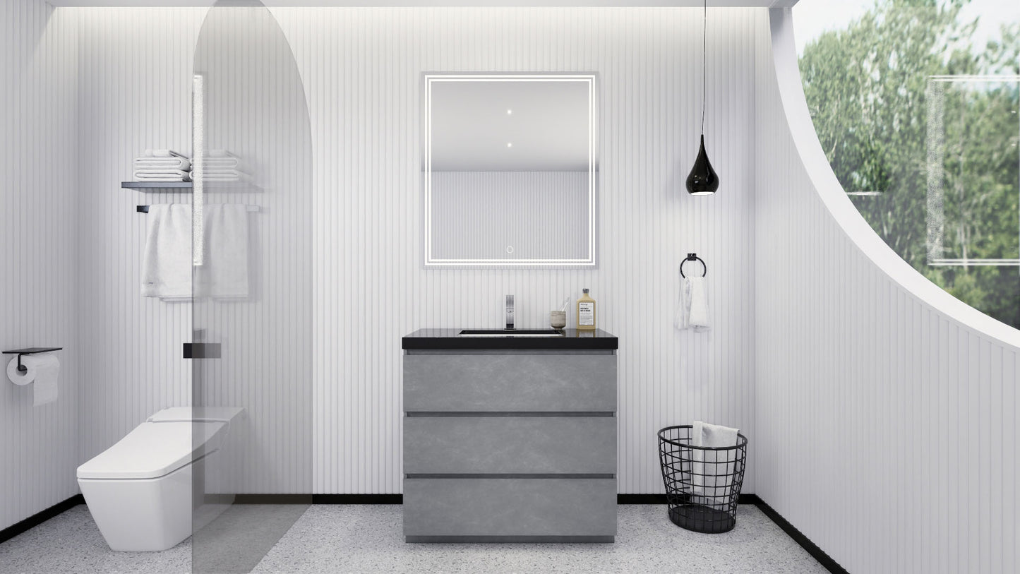 Stanley 36" Cement Gray Freestanding Vanity with Reinforced Acrylic Sink