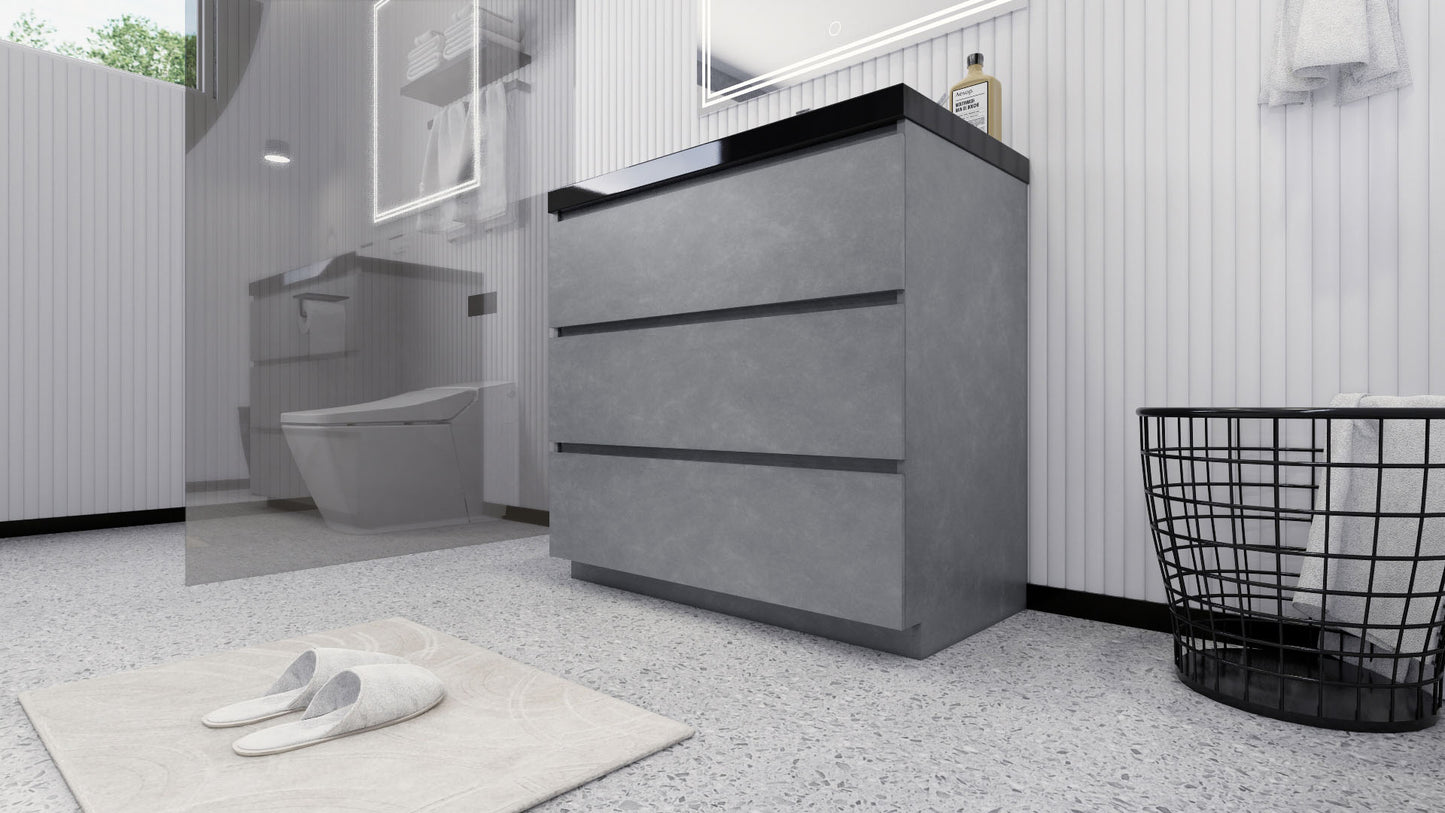Stanley 36" Cement Gray Freestanding Vanity with Reinforced Acrylic Sink