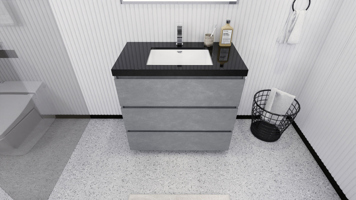 Stanley 36" Cement Gray Freestanding Vanity with Reinforced Acrylic Sink
