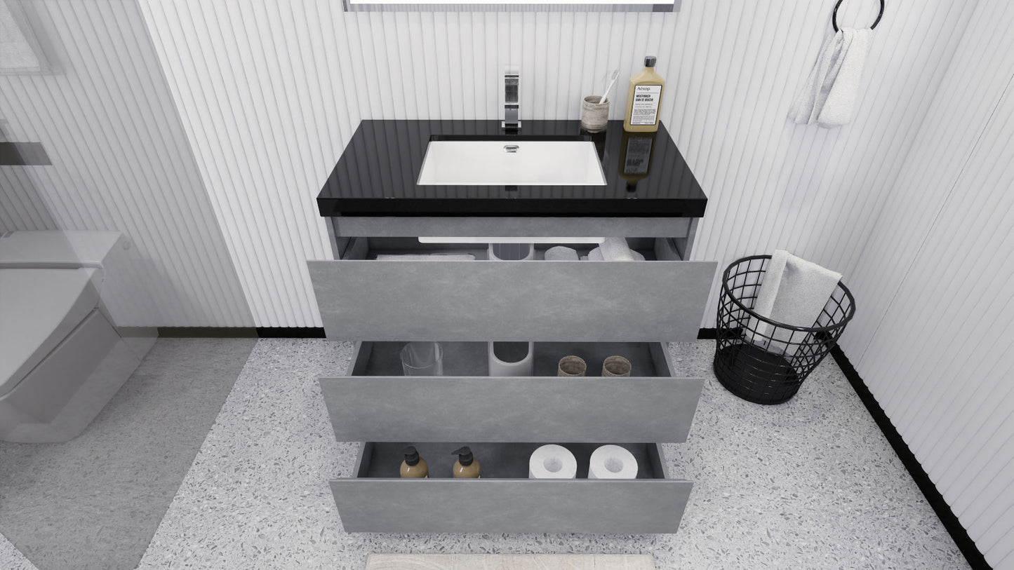 Stanley 36" Cement Gray Freestanding Vanity with Reinforced Acrylic Sink