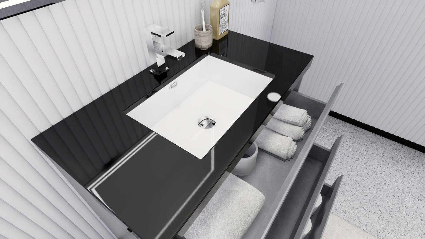 Stanley 36" Cement Gray Freestanding Vanity with Reinforced Acrylic Sink