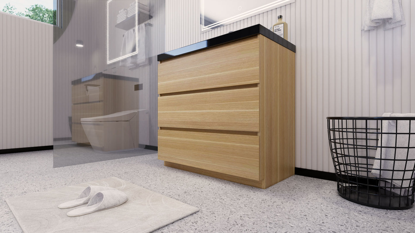 Stanley 36" White Oak Freestanding Vanity with Reinforced Acrylic Sink