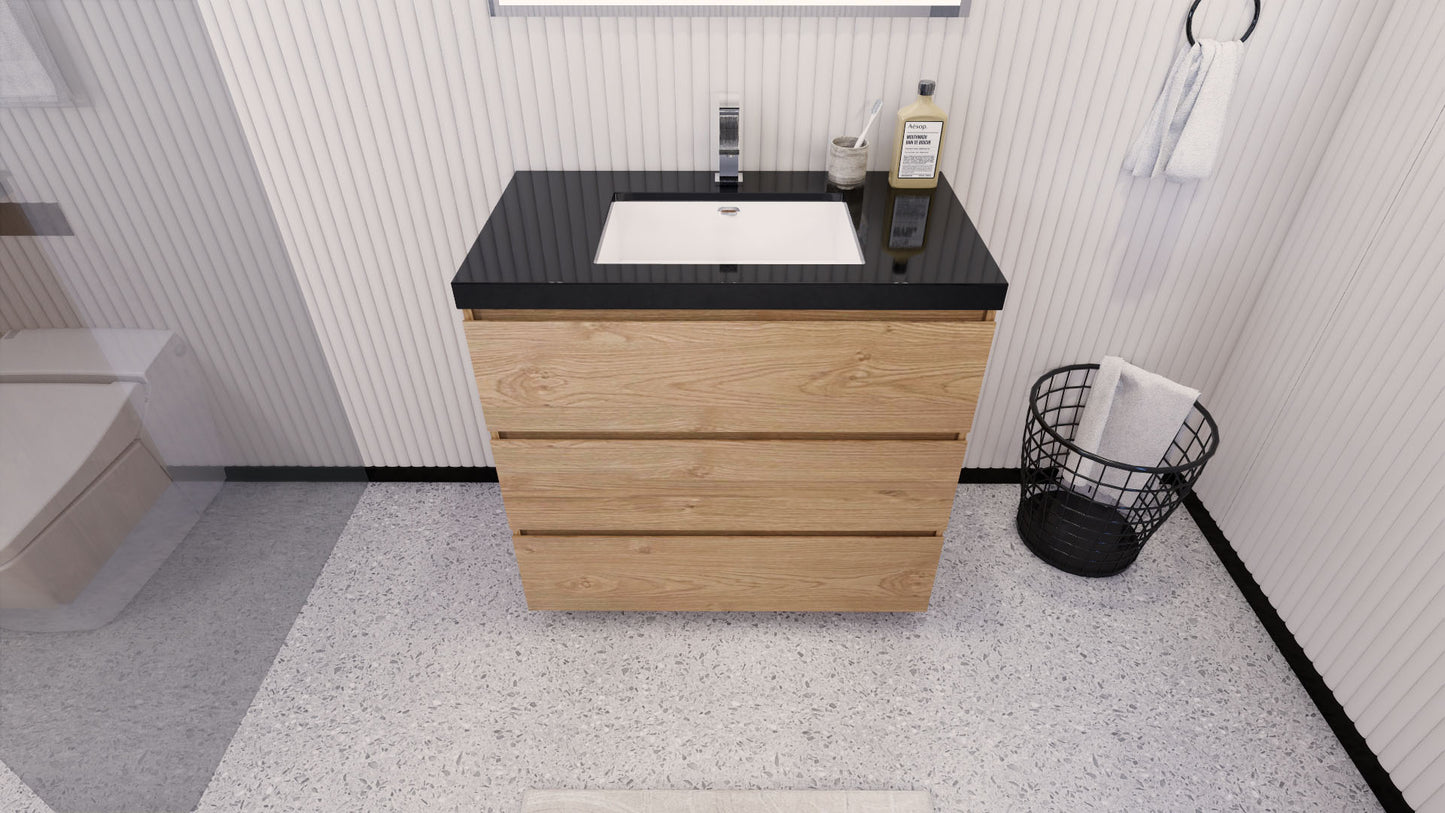 Stanley 36" New England Oak Freestanding Vanity with Reinforced Acrylic Sink