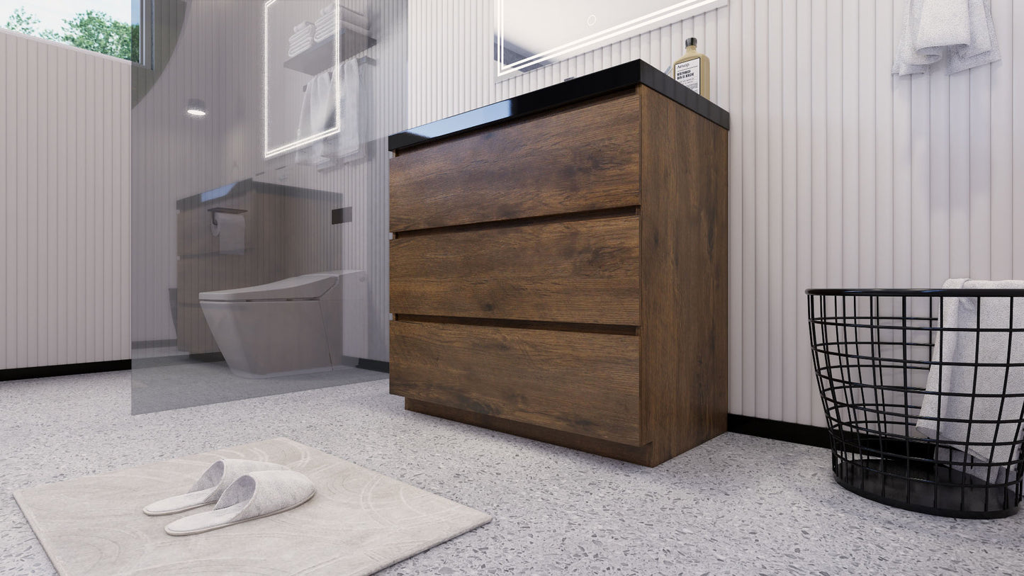 Stanley 36" Rosewood Freestanding Vanity with Reinforced Acrylic Sink