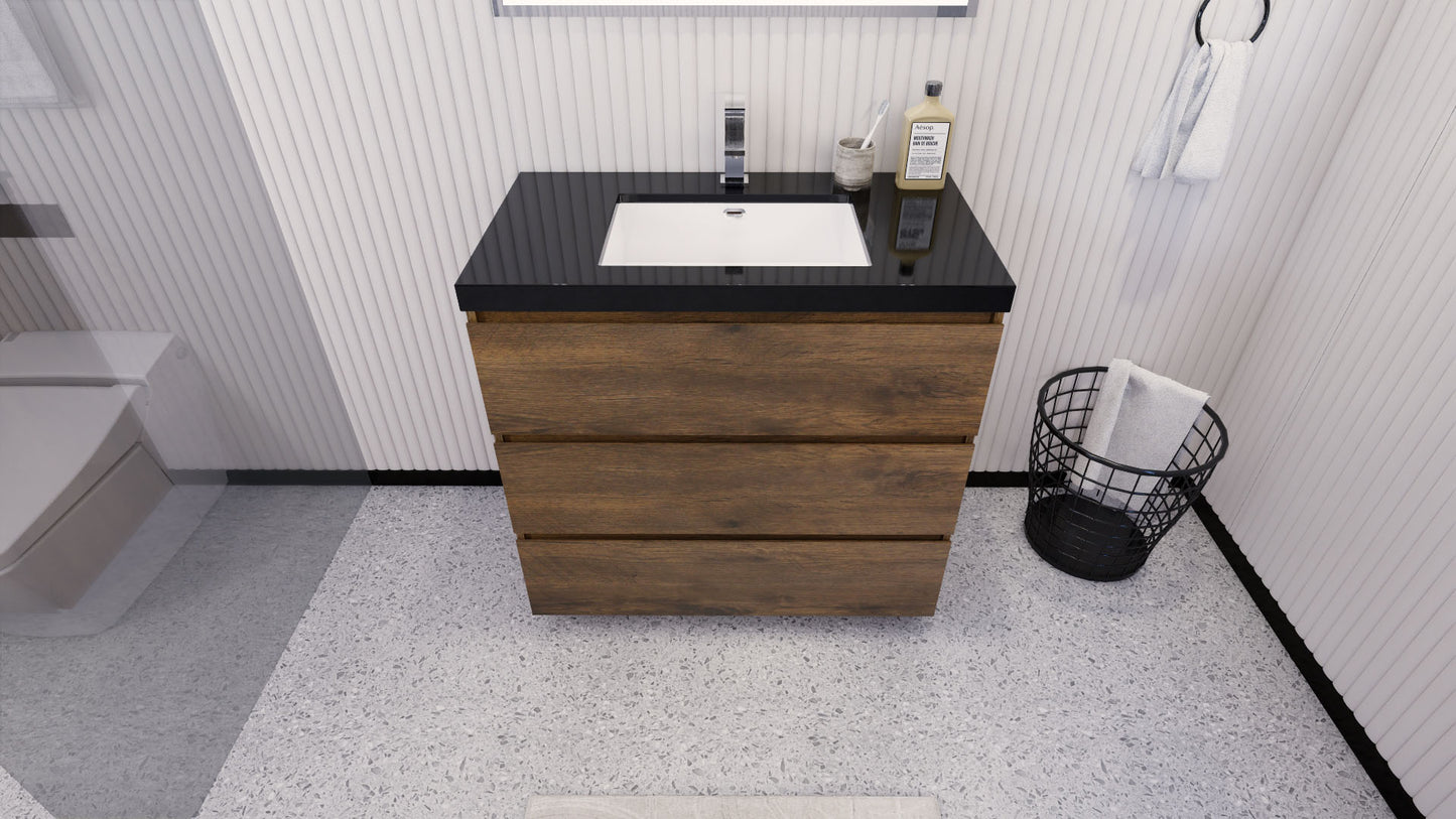 Stanley 36" Rosewood Freestanding Vanity with Reinforced Acrylic Sink