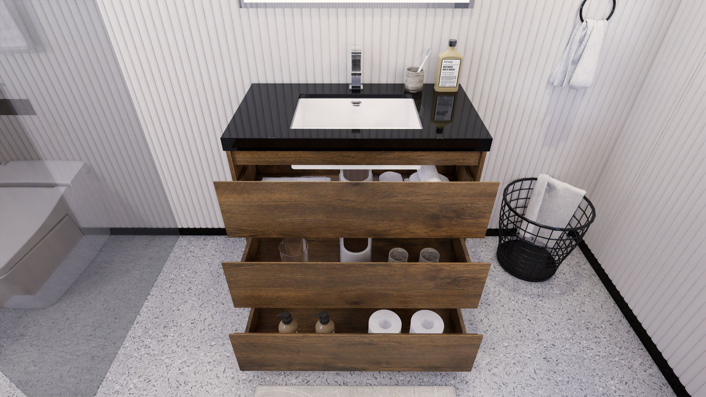 Stanley 36" Rosewood Freestanding Vanity with Reinforced Acrylic Sink