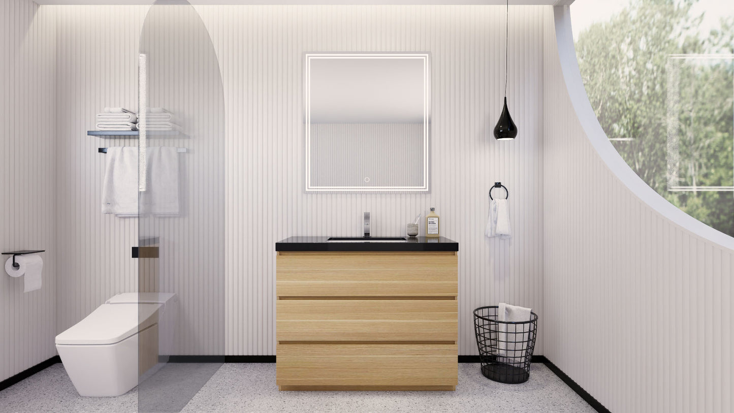 Stanley 42" White Oak Freestanding Vanity with Reinforced Acrylic Sink