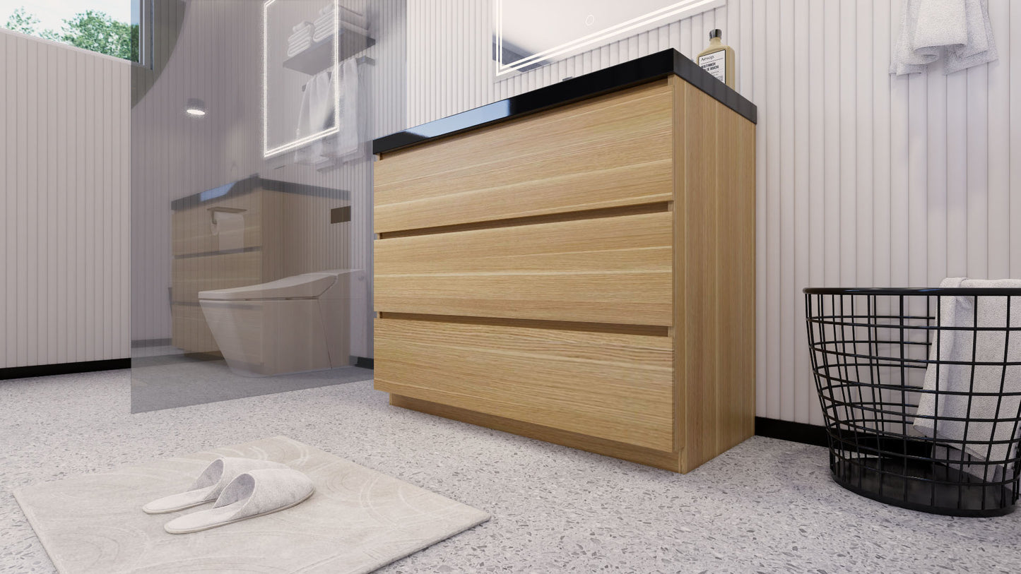Stanley 42" White Oak Freestanding Vanity with Reinforced Acrylic Sink