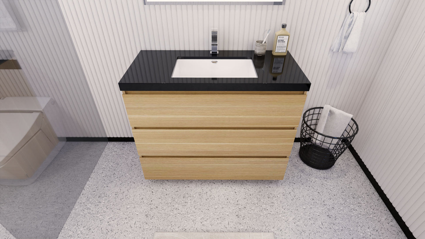 Stanley 42" White Oak Freestanding Vanity with Reinforced Acrylic Sink