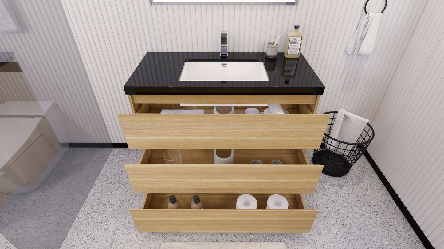 Stanley 42" White Oak Freestanding Vanity with Reinforced Acrylic Sink