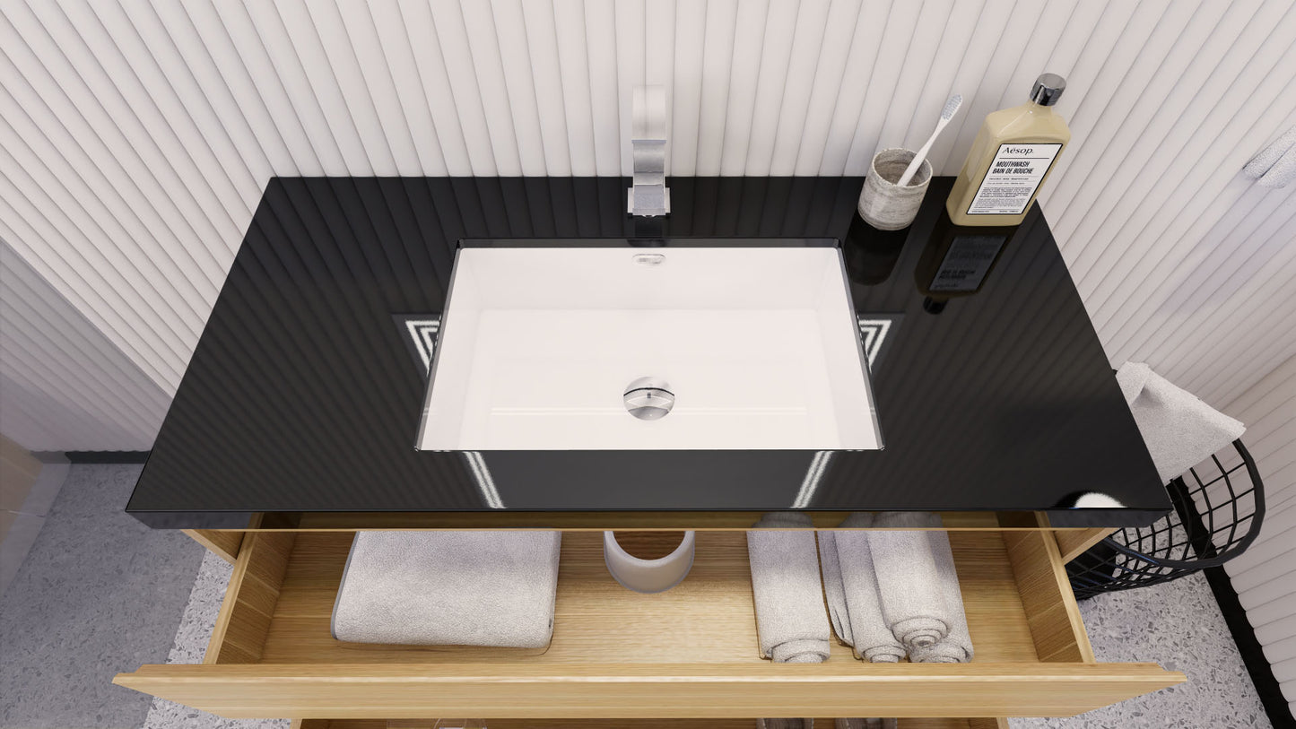 Stanley 42" White Oak Freestanding Vanity with Reinforced Acrylic Sink