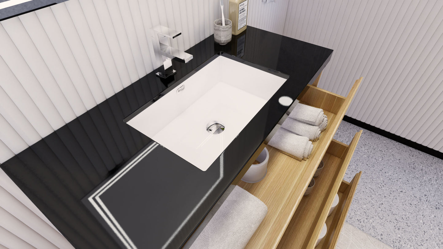 Stanley 42" White Oak Freestanding Vanity with Reinforced Acrylic Sink