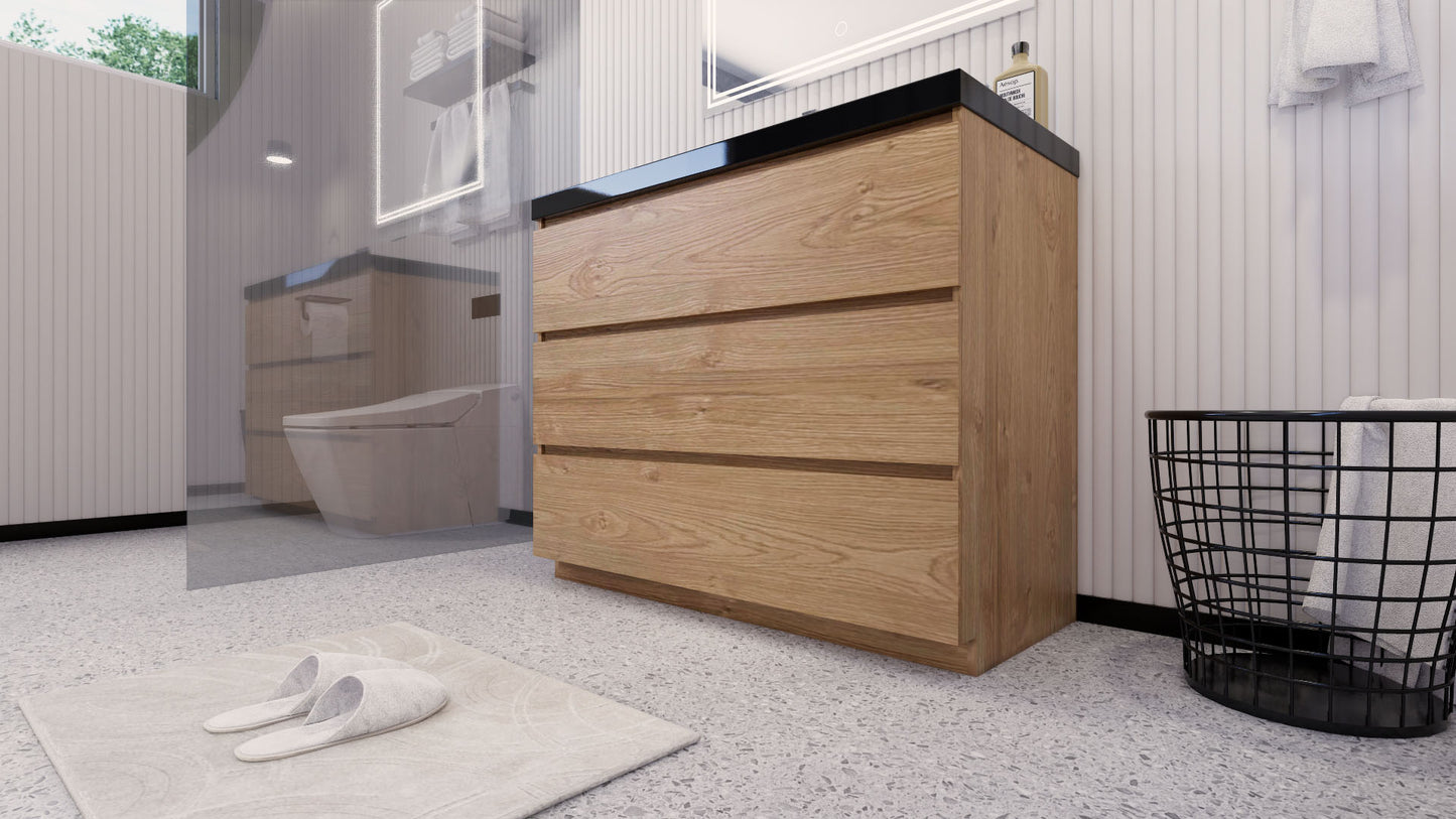 Stanley 42" New England Oak Freestanding Vanity with Reinforced Acrylic Sink