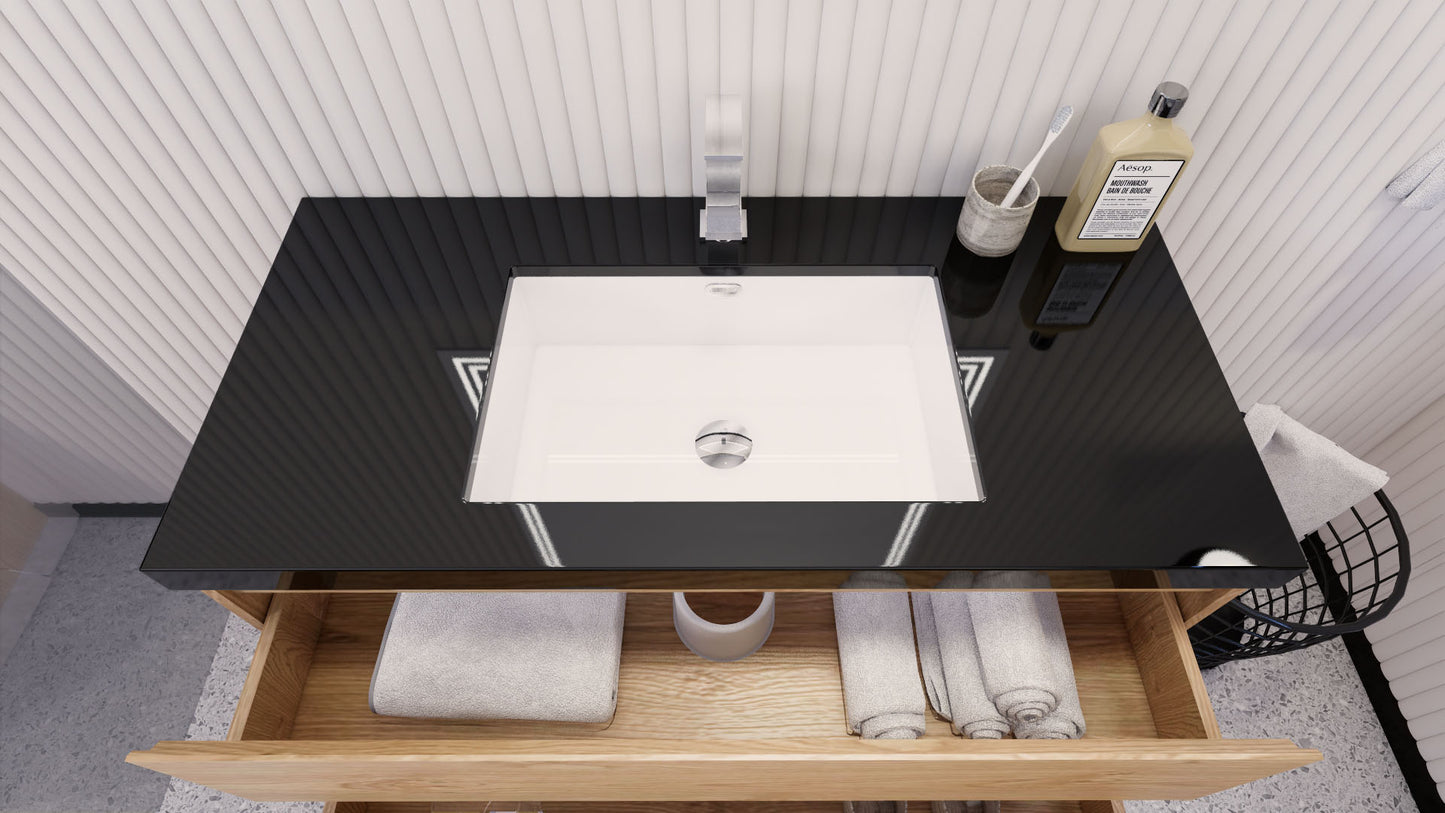 Stanley 42" New England Oak Freestanding Vanity with Reinforced Acrylic Sink