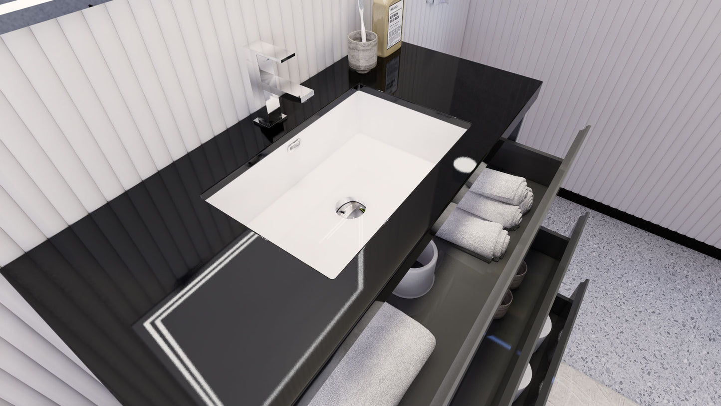 Stanley 42" High Gloss Gray Freestanding Vanity with Reinforced Acrylic Sink