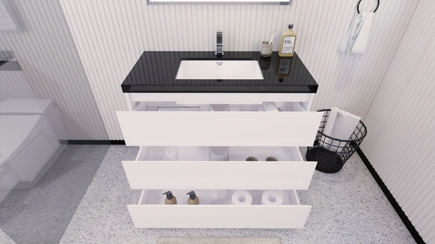 Stanley 42" High Gloss White Freestanding Vanity with Reinforced Acrylic Sink