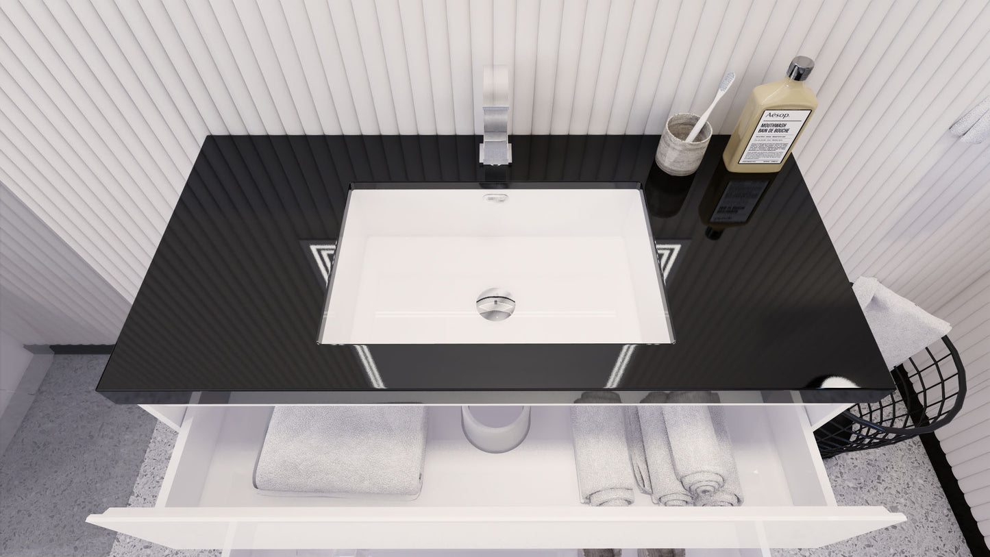 Stanley 42" High Gloss White Freestanding Vanity with Reinforced Acrylic Sink