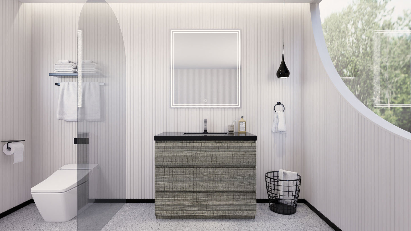 Stanley 42" High Gloss Ash Gray Freestanding Vanity with Reinforced Acrylic Sink