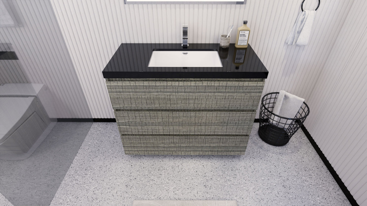Stanley 42" High Gloss Ash Gray Freestanding Vanity with Reinforced Acrylic Sink