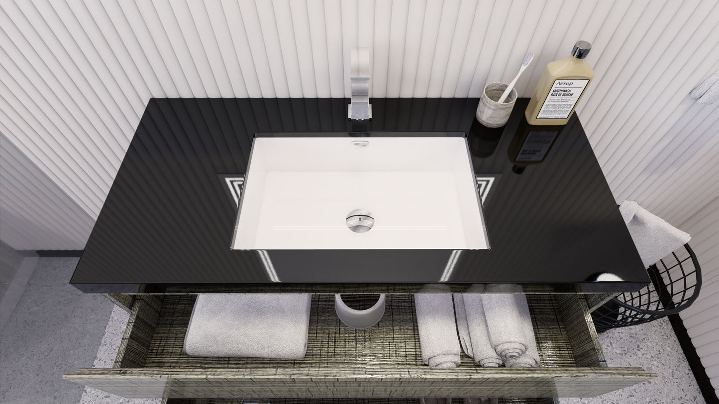 Stanley 42" High Gloss Ash Gray Freestanding Vanity with Reinforced Acrylic Sink