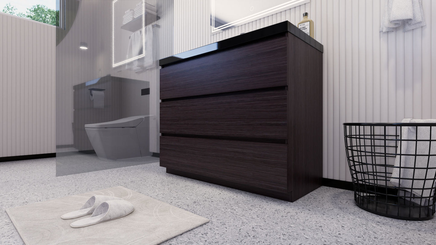 Stanley 42" Dark Gray Oak Freestanding Vanity with Reinforced Acrylic Sink