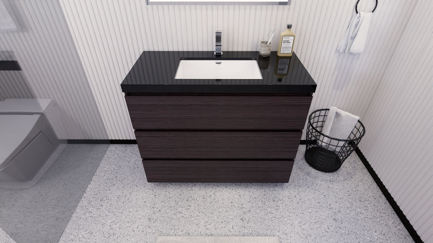 Stanley 42" Dark Gray Oak Freestanding Vanity with Reinforced Acrylic Sink