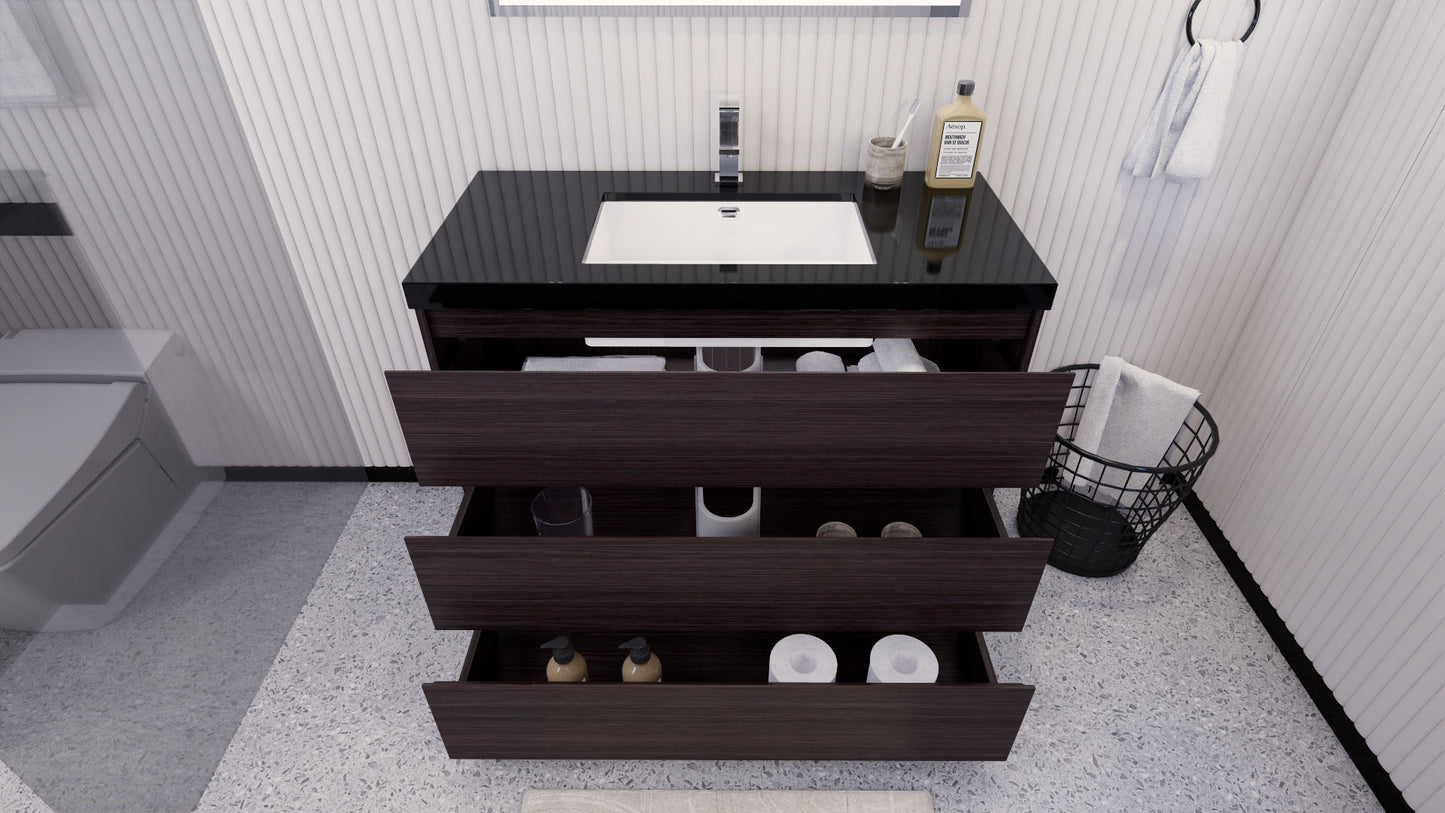 Stanley 42" Dark Gray Oak Freestanding Vanity with Reinforced Acrylic Sink