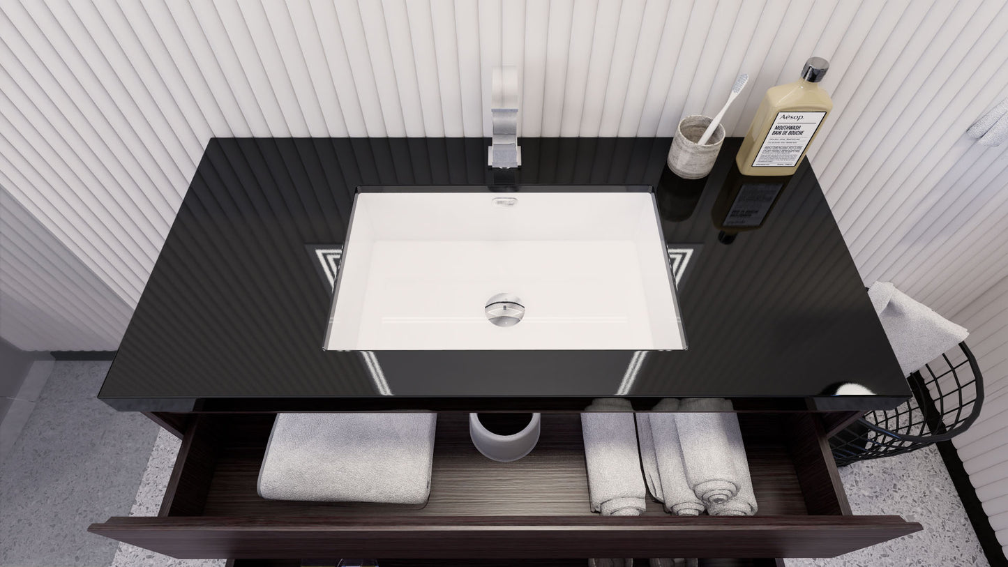 Stanley 42" Dark Gray Oak Freestanding Vanity with Reinforced Acrylic Sink