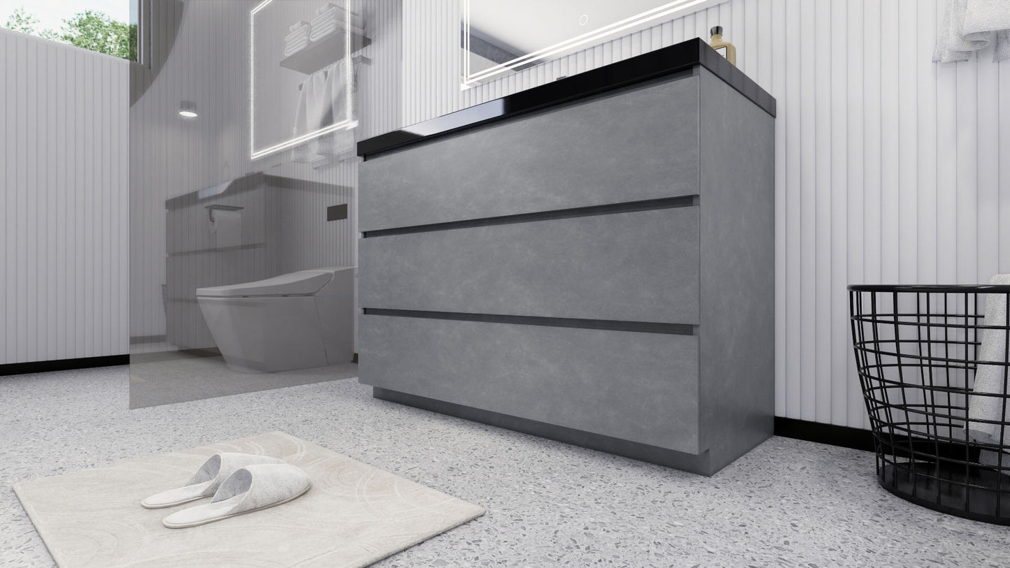 Stanley 48" Cement Gray Freestanding Vanity with Reinforced Acrylic Sink