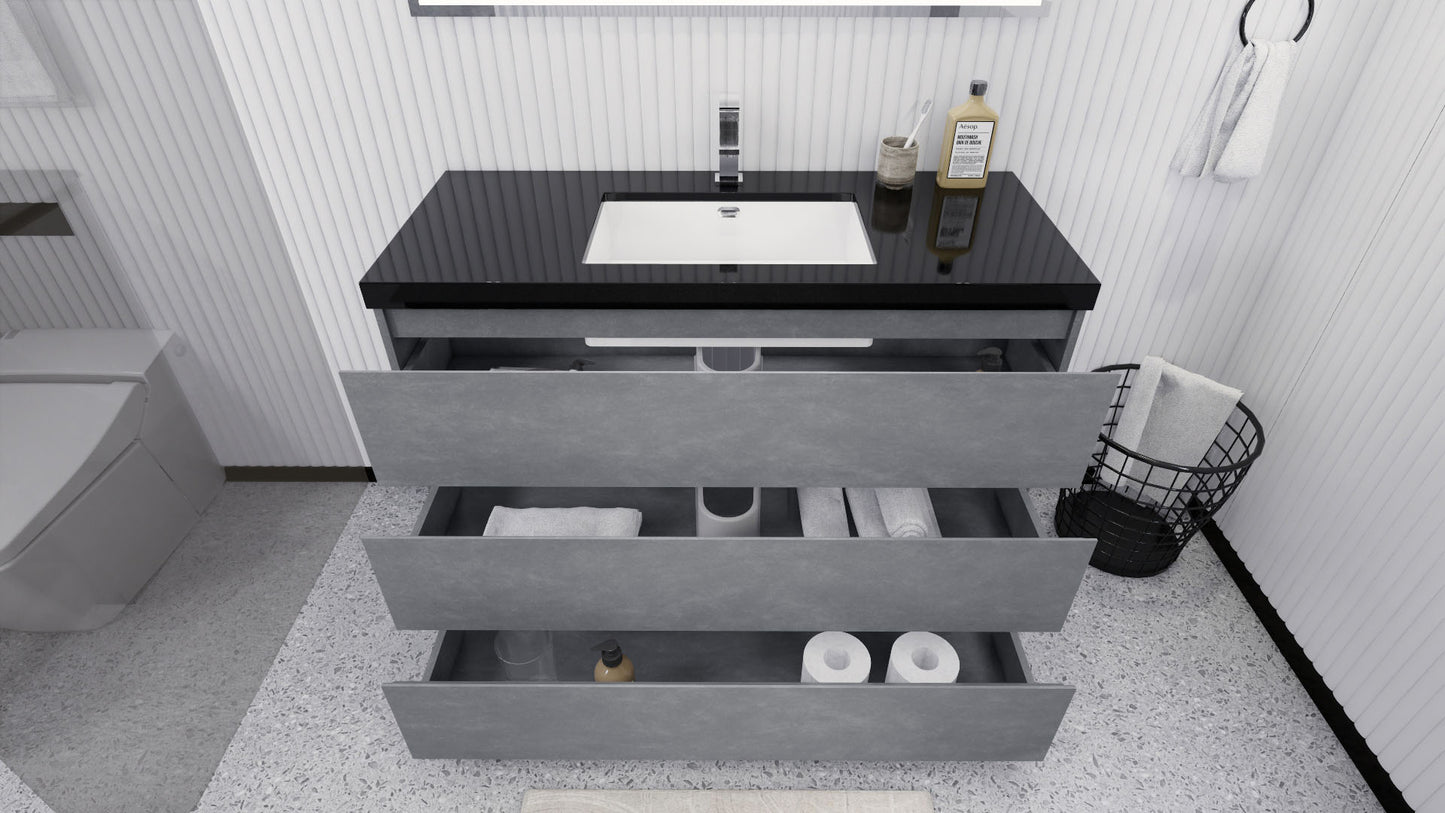 Stanley 48" Cement Gray Freestanding Vanity with Reinforced Acrylic Sink