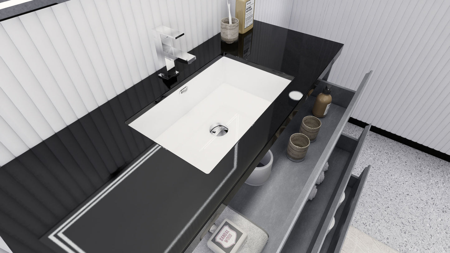 Stanley 48" Cement Gray Freestanding Vanity with Reinforced Acrylic Sink