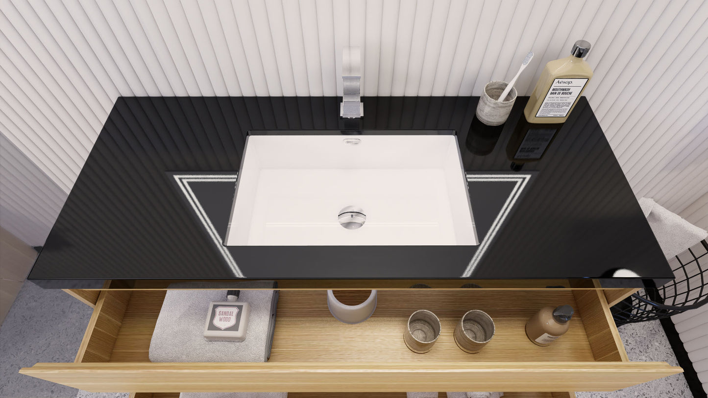 Stanley 48" White Oak Freestanding Vanity with Reinforced Acrylic Sink